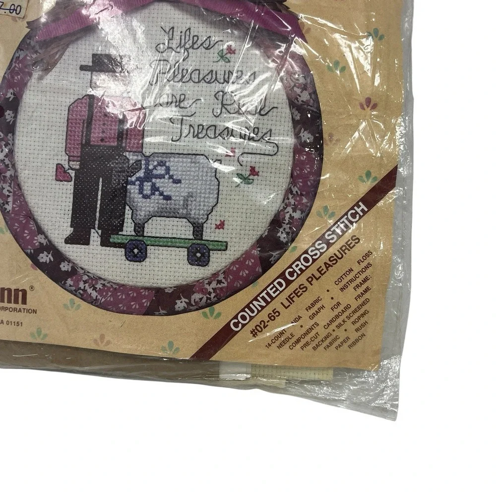 Janlynn Counted Cross Stitch Kit Rag Wrap Frame #02-65 Lifes Pleasures‎ 1987 NEW